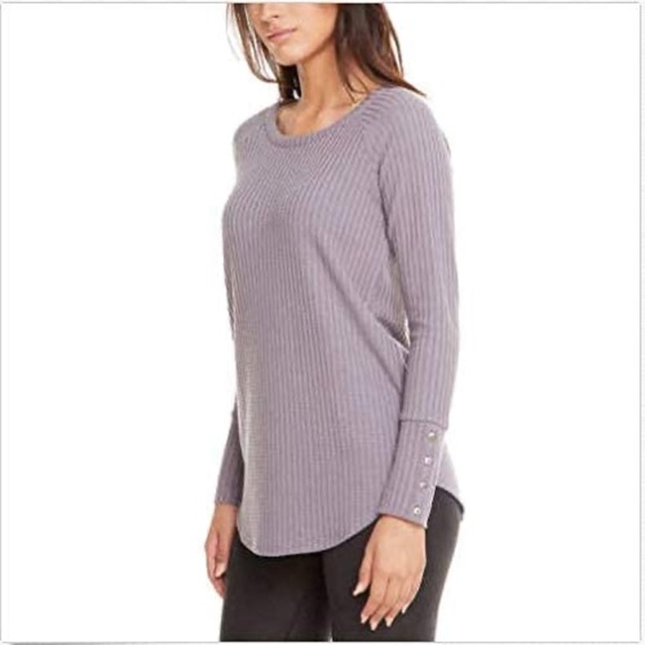 Chaser Tops - CHASER waffle thermal button cuff tunic top